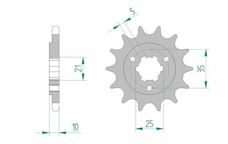 Pinion față standard din oțel AFAM 22602 - 525 - 15 dinți (moto)