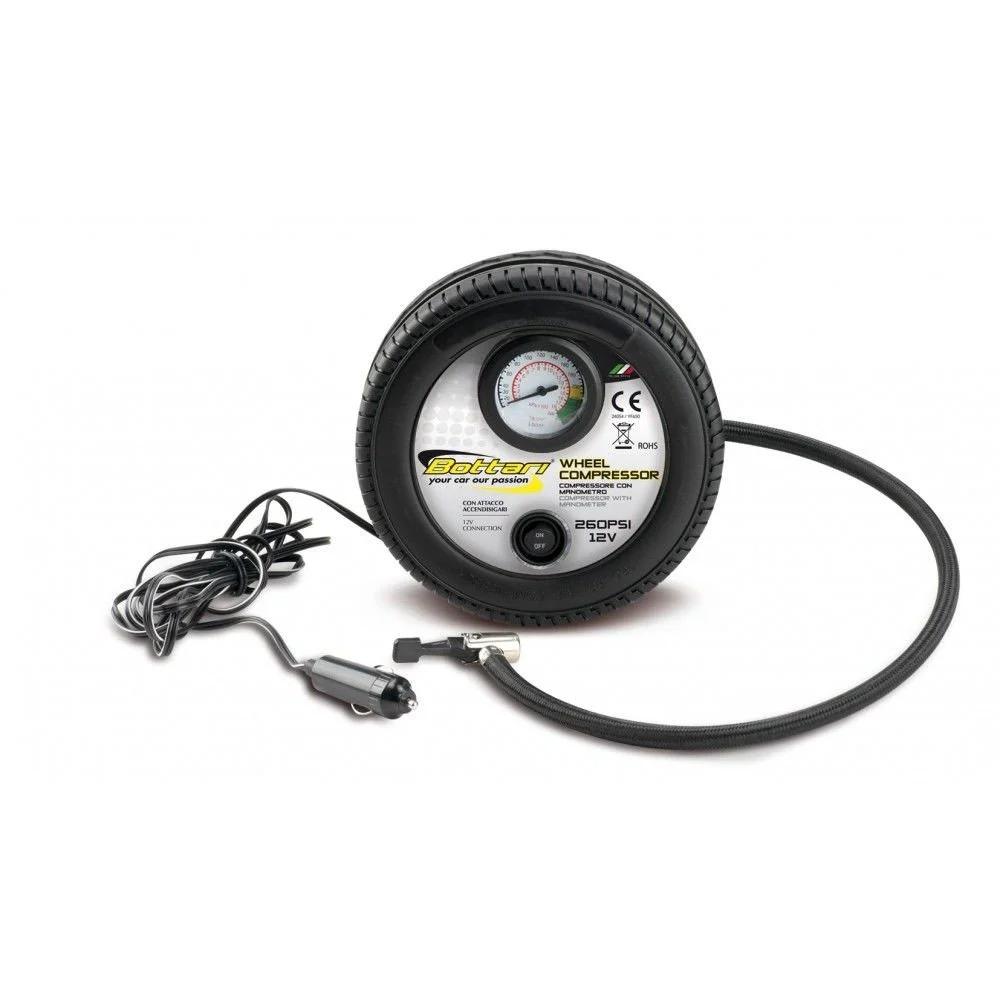 Compresor auto BOTTARI Wheel 24054BT, alimentare 12V, inclusiv accesorii pentru umflare