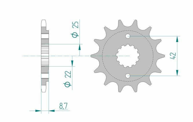 Pinion față standard din oțel AFAM 24501 - 520 - 16 dinți (moto)
