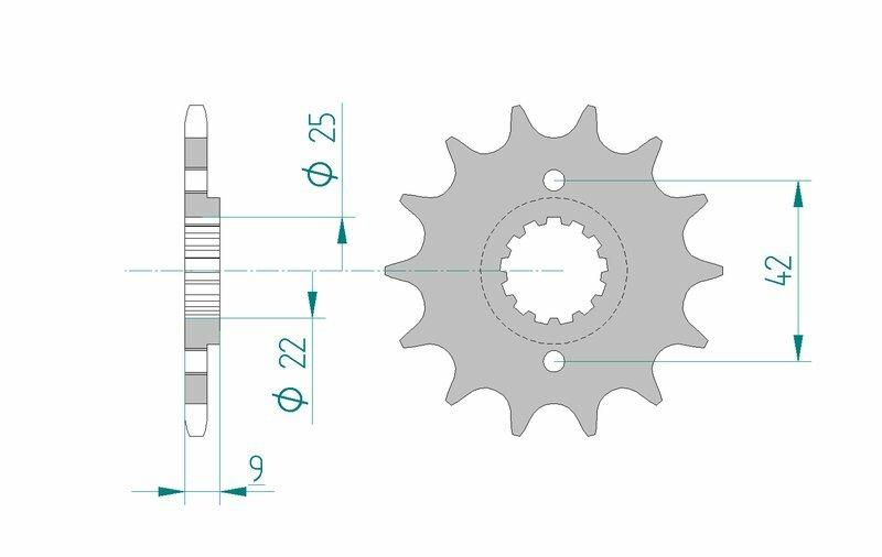 Pinion față standard din oțel AFAM 24502 - 520 - 14T (moto)