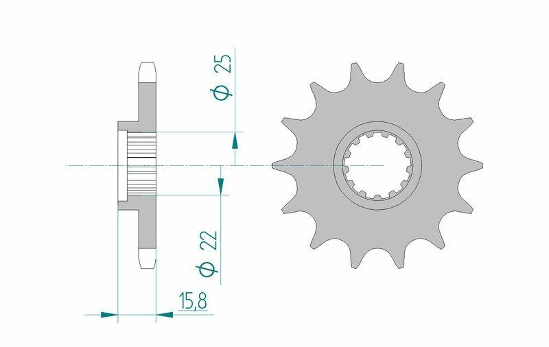 Pinion față standard din oțel AFAM 24508 - 525 - 15 dinți (pentru motocicletă)