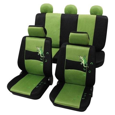 Set complet huse scaune auto PETEX Gecko, verde, pentru montare față-spate, universale