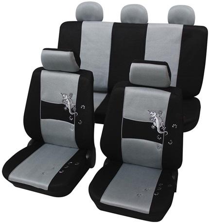 Set huse universale pentru scaune auto PETEX Gecko, montare față și spate, 11 piese, gri, poliester, model 24874818PX