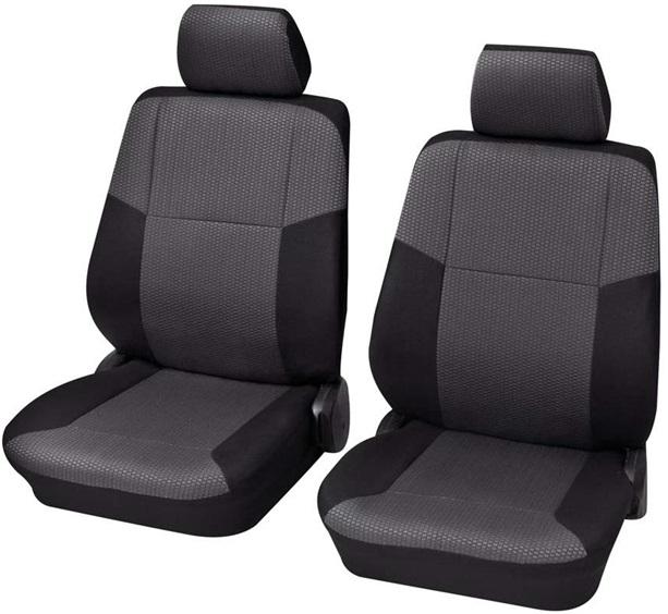 Set 2 huse universale pentru scaune auto PETEX Sylt, montare față, gri/negru, poliester
