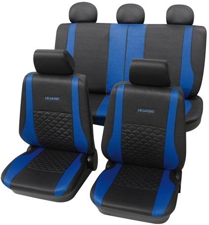 Set huse auto PETEX Exclusive, pentru scaune față și spate, culoare negru/albastru, material poliester, potrivire universală