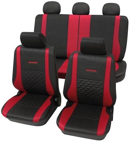 Set huse universale pentru scaune auto PETEX Exclusive, model 26374912PX, pentru scaune față și spate, culoare roșu/negru, material poliester