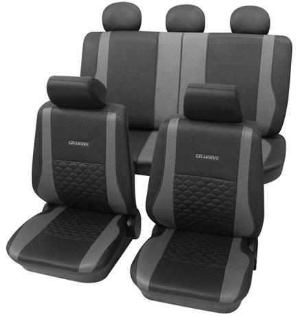 Set huse pentru scaune auto PETEX Exclusive, montare față și spate, gri/negru, poliester, universale