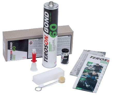 Set montaj parbriz TEROSON BOND60 2688926, include adeziv, vârf reglabil, aplicator, primer, fir de tăiere, distanțieri, material abraziv, lavetă degresantă