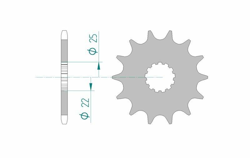 Pinion față din oțel standard AFAM 27500 - 520 - 14 (pentru motociclete)