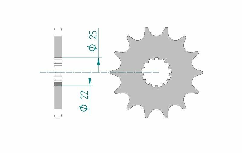 Pinion față standard din oțel AFAM 28401 - 525 - 16 dinți (moto)