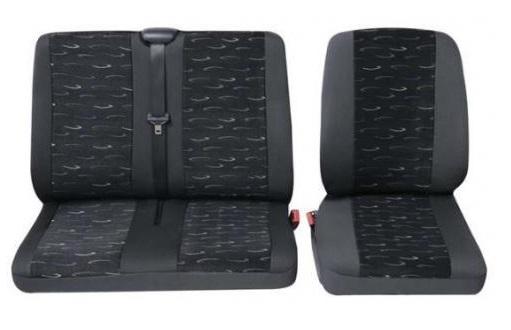 Set huse universale pentru scaune auto PETEX Profi 2, montaj față și spate, culoare neagră, din poliester, pentru autoutilitare, cod 30071905PX.