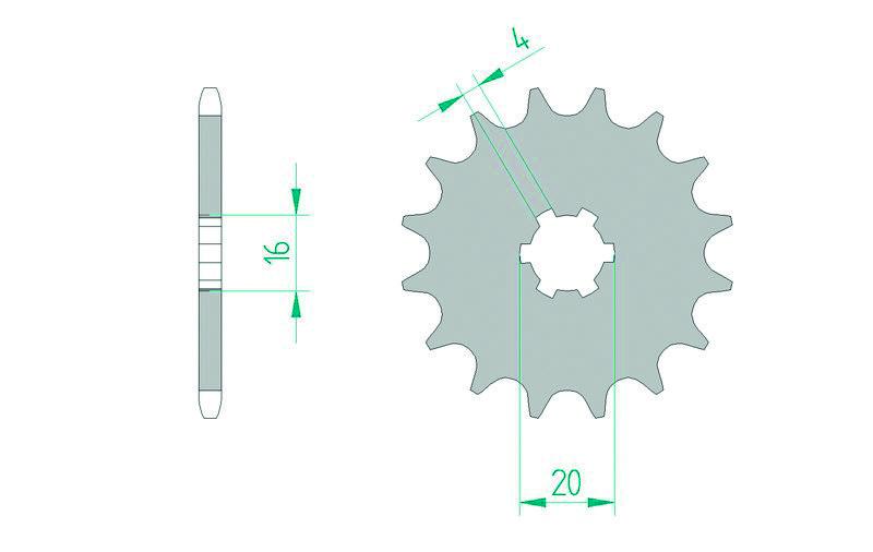 Pinion față din oțel standard AFAM 30100 - 420 - 30100-14 (pentru motociclete)
