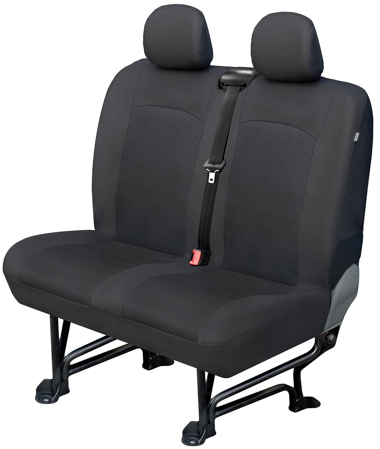 Husă pentru banchetă auto CARPASSION 30220CP, din stofă jacquard, pentru dube cu banchete duble, culoare neagră