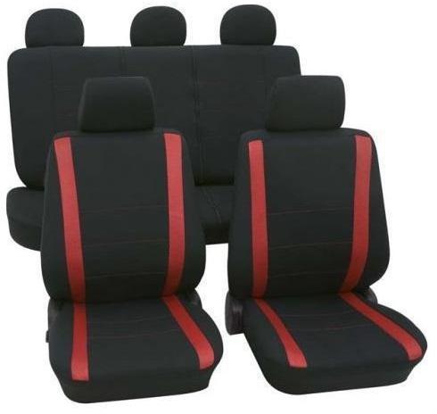 Set huse universale pentru scaune auto PETEX Samoa, montare față și spate, negru/roșu, poliester
