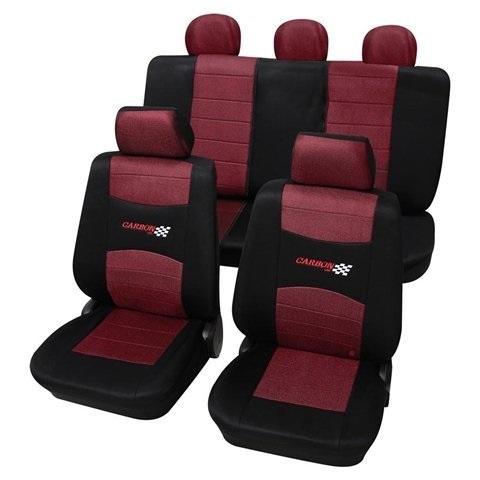 Set complet huse scaune auto PETEX, model 33574812PX, culoare roșu-carbon, compatibil pentru montare față-spate