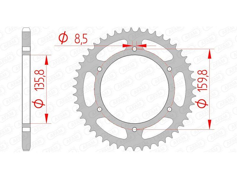 Pinion spate standard din oțel AFAM pentru motocicletă 35304 - 520 - 35304-47