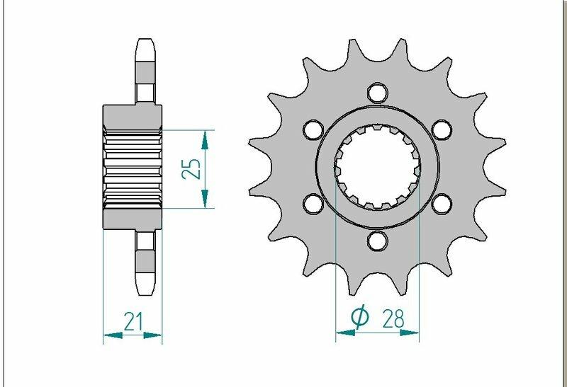 Pinion față din oțel AFAM 37600 - 525 - 16T (moto)