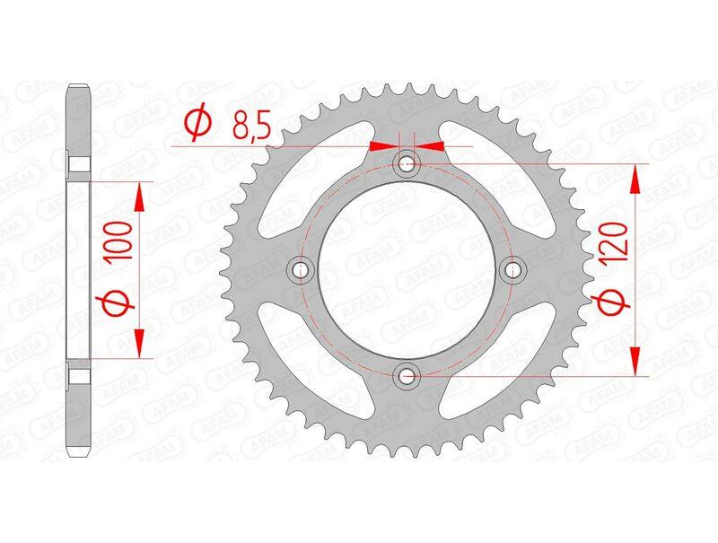 Pinion spate din oțel AFAM 38101 - 420 - 51 dinți (moto)