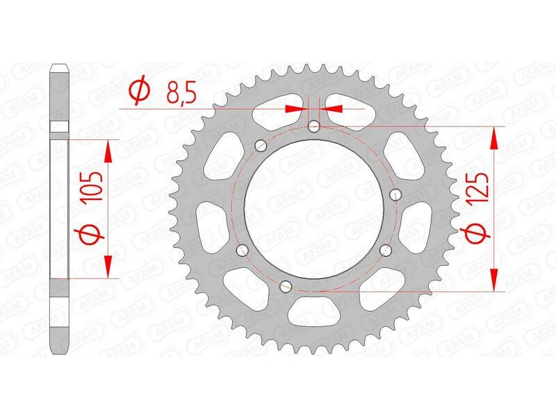 Pinion spate standard din oțel AFAM 47103 - 420 - 53 dinți pentru motociclete