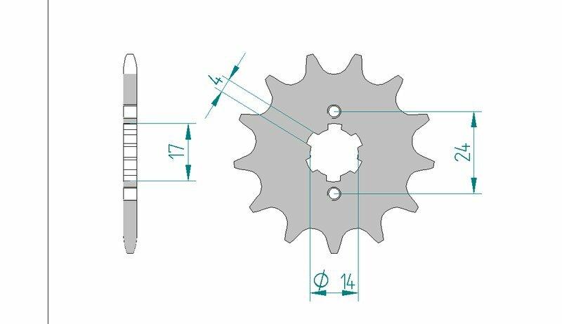 Pinion față standard din oțel AFAM 49102 - 420 - 14 dinți (moto)