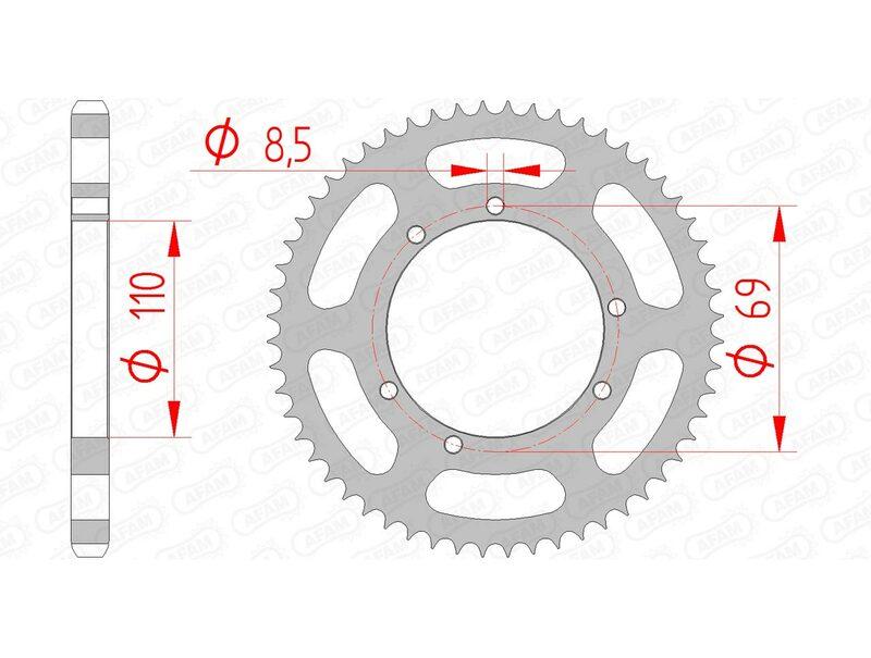 Pinion spate standard din oțel AFAM pentru motociclete, model 59104 - 428 - 56 dinți.