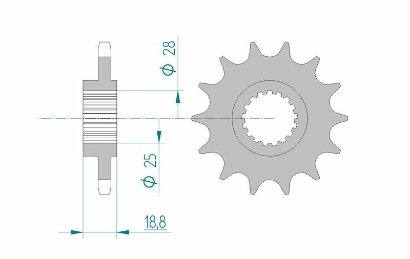 Pinion față standard din oțel AFAM 61600 - 525 - 17T (moto)
