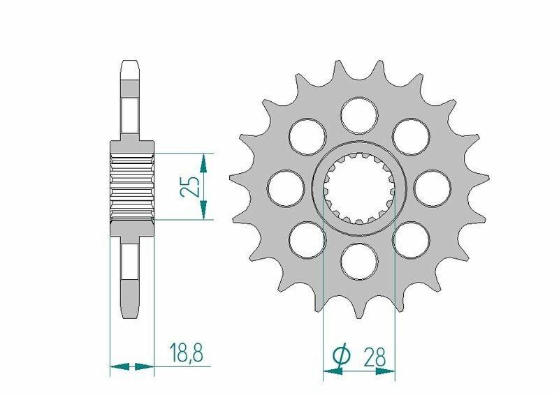 Pinion față din oțel AFAM 61602 - 525 - 61602-20 pentru motociclete