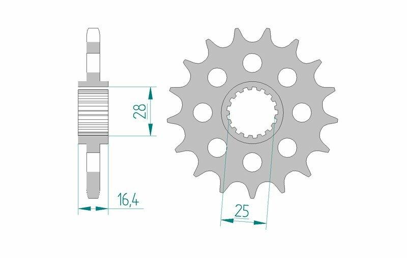Pinion față din oțel AFAM 61800 - 525 - 16 dinți (moto)