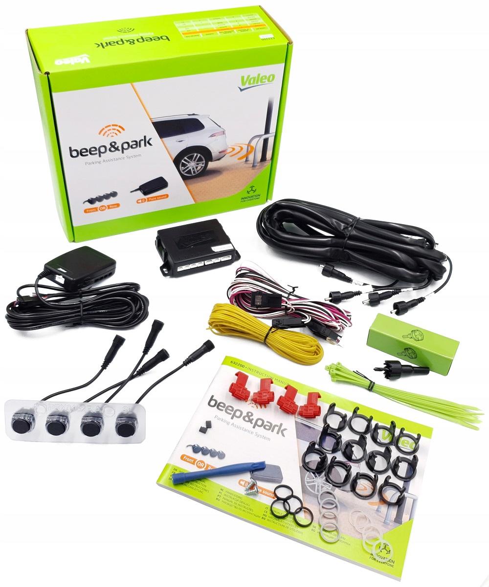 Set senzori parcare VALEO 632200, 4 bucăți, avertizare sonoră, 12V, montaj față/spate, compatibil cu mașini cu cârlig remorcare