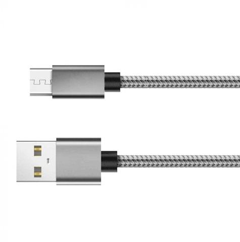 Cablu telefon LEMONTTI USB la microUSB, gri, 1.5m, împletitură textilă