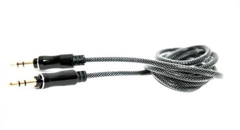Cablu audio Jack 3.5 mm LEMONTTI, negru, 1 metru, cu împletitură textilă
