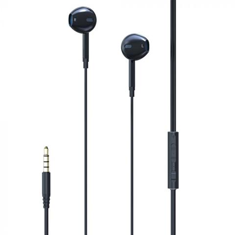 Căști stereo LEMONTTI Ripple, model 6420628053068AE, jack 3.5 mm, negru, cu funcție handsfree, telecomandă și microfon.