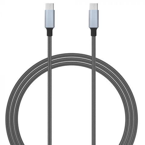 Cablu telefon LEMONTTI, USB Type-C la USB Type-C, gri, 1.5 metri, împletitură textilă