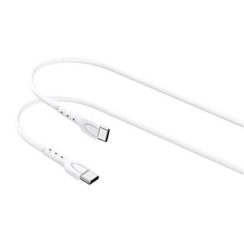 Cablu de încărcare rapidă LEMONTTI, USB Type-C la USB Type-C, alb, 1.2 metri, PVC