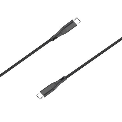 Cablu telefon LEMONTTI SuperFast 65W, USB Type-C la USB Type-C, negru, 1.2m, împletitură textilă