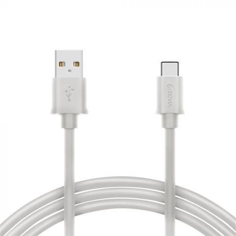 Cablu USB Type-C DEVIA pentru telefon, alb, 1 metru, sincronizare și încărcare