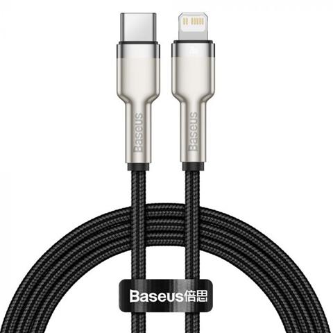 Cablu de telefon BASEUS CAFULE, USB Type-C la Lightning, negru, 1 metru, cu împletitură textilă
