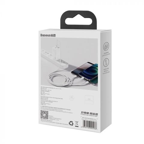 Baseus Superior Series Cablu Fast Charging USB la Lightning, MicroUSB și Type-C Alb, 1.5m