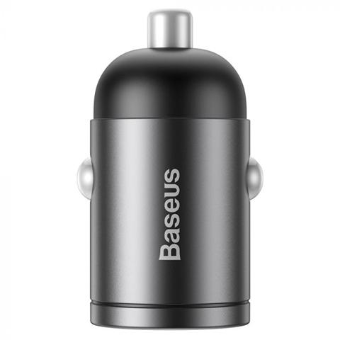 Încărcător auto pentru telefon BASEUS, quick charger, gri, USB Type-C