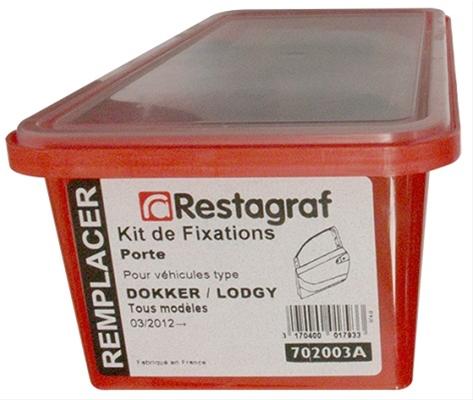 Set clipsuri pentru montaj ușă față/spate RESTAGRAF A702003A, din plastic, compatibil cu Dacia Lodgy și Dacia Dokker.