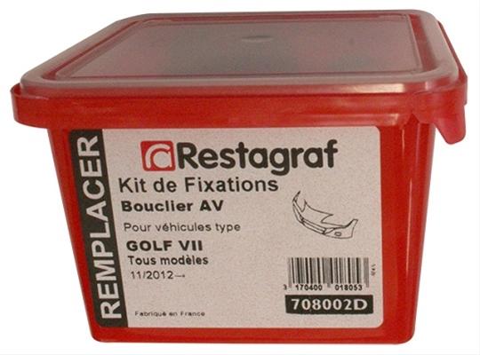 Set clipsuri de montaj pentru bara față RESTAGRAF A708002D, din plastic, compatibile cu Volkswagen Golf VII