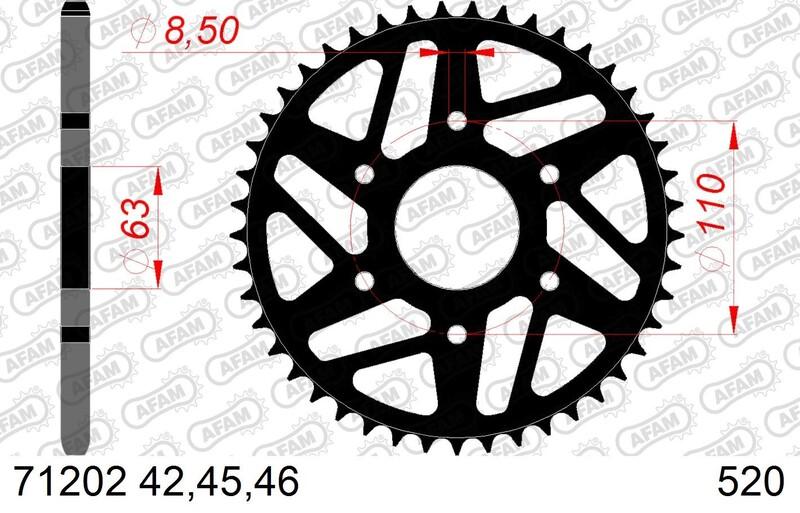 Pinion spate standard din oțel AFAM 71202 - 520 - 45T (moto)