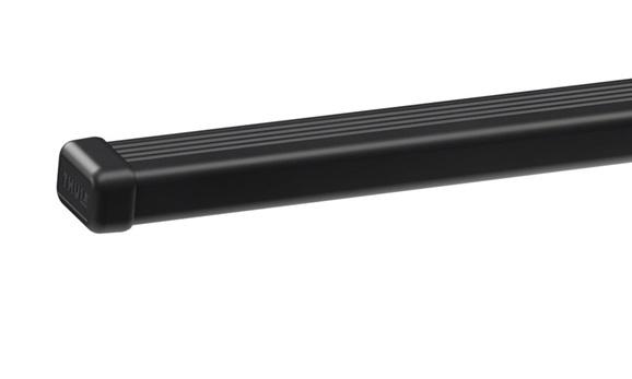 Set 2 bare transversale din oțel THULE Square Bar EVO, profil pătrat, înveliș din plastic, culoare neagră, lungime 108 cm, capacitate maximă de încărcare 100 kg.