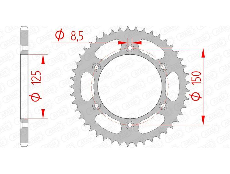 Pinion spate standard din oțel AFAM pentru motociclete 71304 - 520 - 71304-40