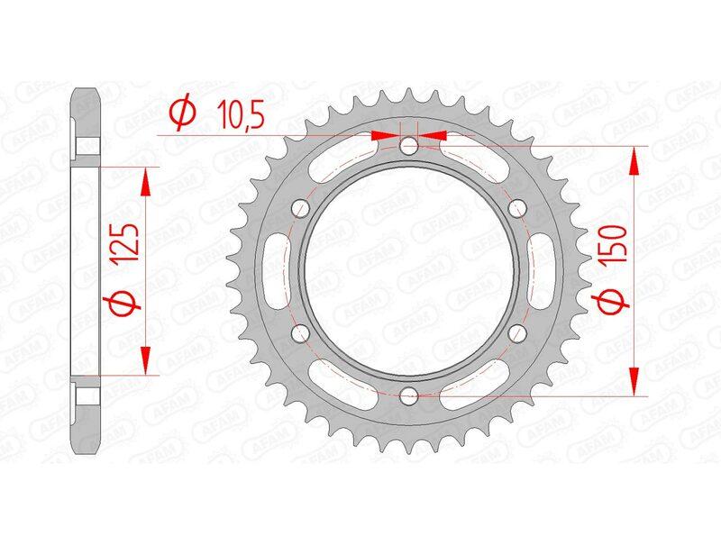 Pinion spate din oțel AFAM 71800 - 525 - 42 dinți (moto)