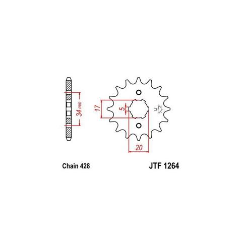 Pinion Transmisie Moto ATT Motomike 7261019M - 15 Dinți JTF1264 - JT Sprockets, Honda CBF 125
