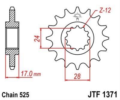 7261308M Pinion Lanț Motomike 14 Dinți JTF1371