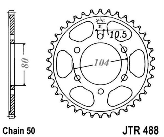 Foaie de transmisie 46 dinți JTR488.46 - JT Sprockets pentru motocicletă Kawasaki Z 650