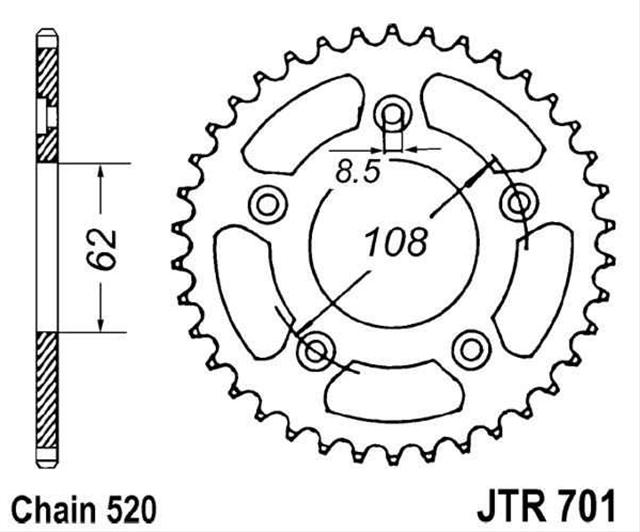 Pinion Lanț Mare 41 Dinți JTR701 pentru Moto Aprilia RS 125, Cod 7275290M ATT MOTOMIKE
