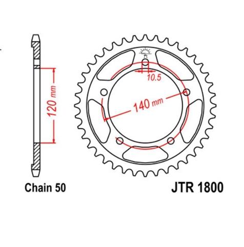 7276041M ATT MOTOMIKE PINION LANȚ MARE 48 DINȚI JTR1873, MOTO YAMAHA YZF-R6 (1999 - 2002)